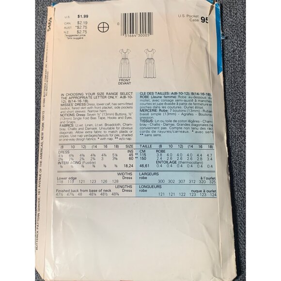 See & Sew Pattern 5469 Women Floral Dress Size 8 10 12 80s - Picture 2 of 2